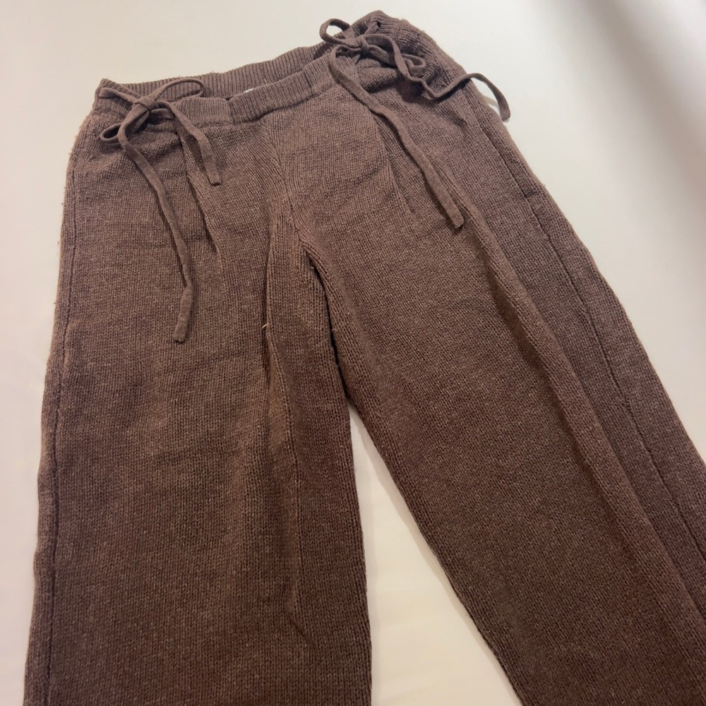 Deiji Studios Brown Knit Lounge Pants Side Tie Drawstring M/L